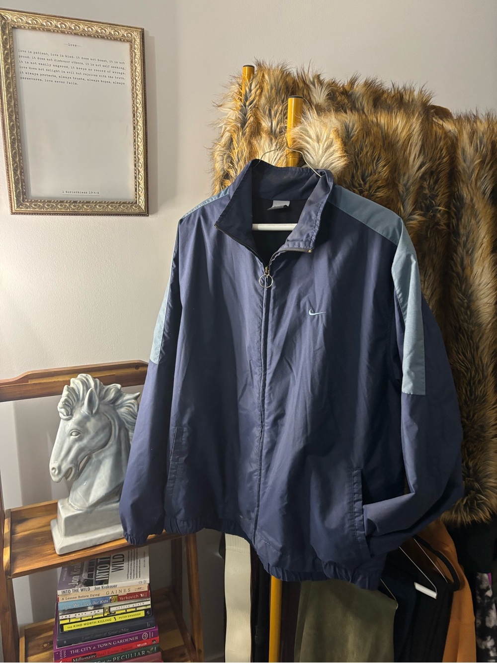Nike Navy Windbreaker with Light Blue Shoulder Panels